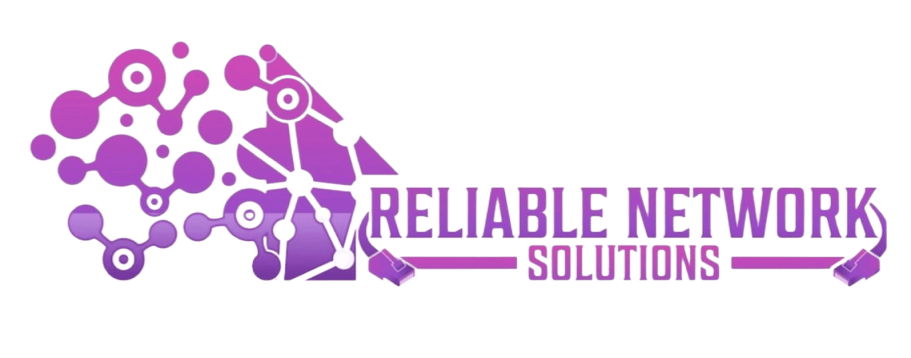 Purple logo for Reliable Network Solutions featuring abstract network design.