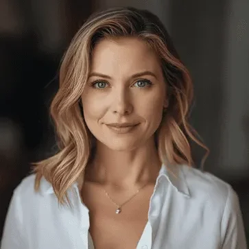 Monica T A woman with wavy blonde hair wearing a white shirt, looking confidently at the camera.